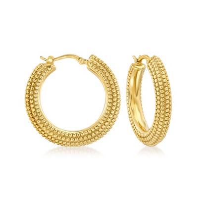 Ross-Simons Italian 18kt Gold Over Sterling Beaded Hoop Earrings