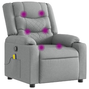 vidaXL Massage Recliner Chair for Elderly - Manual Recliner Lounge Armchair with Vibration Massage, Cup Holders, Side Pocket in Light Gray Fabric - 1 of 4