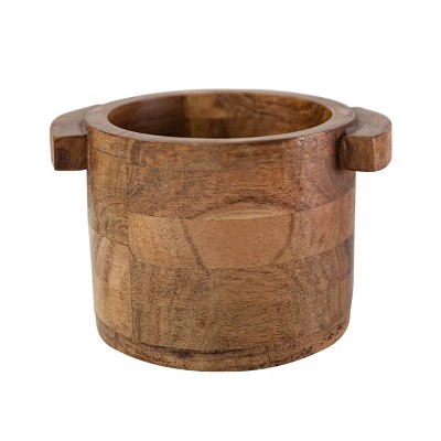 3.25" x 4" Benson Rustic Handmade Natural Acacia Wood Small Decorative Pinch Bowl Dish