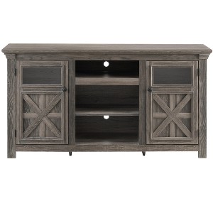Gulches Gray TV Stand Entertainment Center Fits TVs up to 65 in with 2 Doors 3 Adjustable Shelves 6 Cable Cutouts - 1 of 4