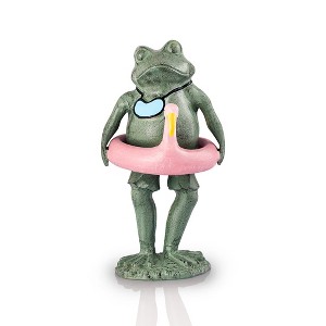 SPI Home Beach Buddy Frog Sculpture – 19.5-Inch Cast Aluminum Garden Decor with Coastal Theme and Relaxed Pose - 1 of 4