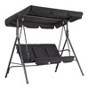 COZONY 3-Seat Black Patio Swing Chair - Adjustable Canopy & Armrests, Breathable Textilene Fabric Hanging Bench for Garden Poolside Backyard - 2 of 4