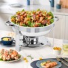 5QT Round Chafing Dish Se - Stainless Steel Buffet Set with Glass Lids, Fuel Holder & Food Pans - Perfect for Weddings & Parties - 2 of 4