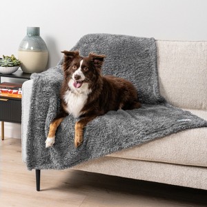 PetAmi Fluffy Dog Blanket for Pet Cat Puppy Kitten, Faux Shearling Soft Fleece Throw, Plush Reversible Washable Couch Cover - 1 of 4
