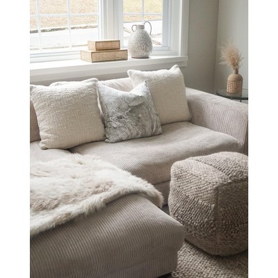 Luxurious White Boucle Throw Pillow 20x20