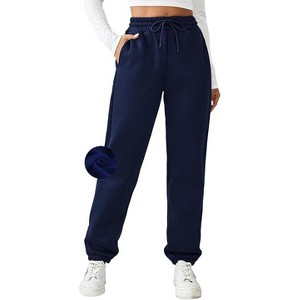 Pinspark Women's Fleece Lined Sweatpants Winter Joggers Athletic Pants Casual Thick Warm Trousers Pockets - 1 of 4