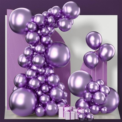 PartyWoo Balloons Metallic Purple Chrome 18 12 10 5 Inch 140 pcs