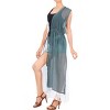 LA LEELA Women's Open Front Summer Vacation Beachwear Long Bathing Suit Duster Cardigan Holiday Swimwear Coverups Casual Beach M-L Gray, Solid - 3 of 4