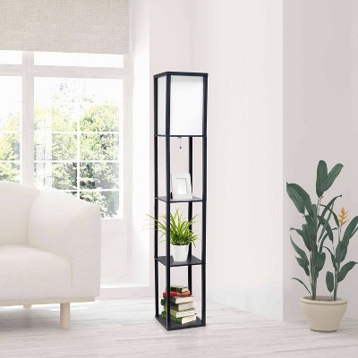 Column Shelf Floor Lamp with Linen Shade - Lalia Home