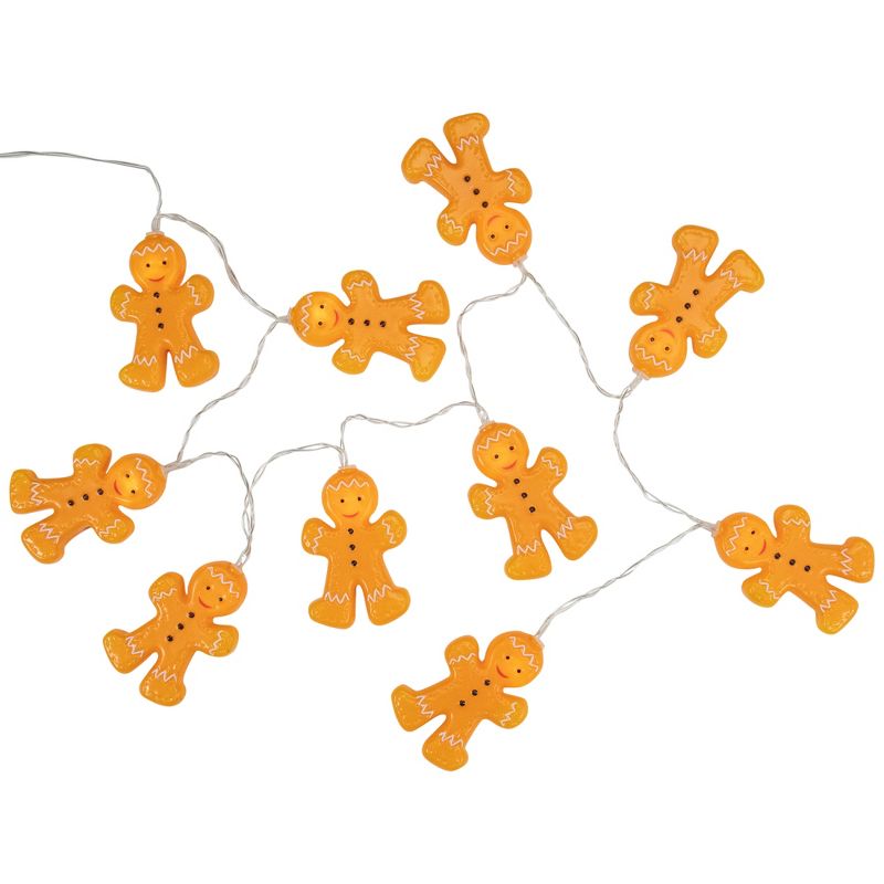 Northlight 10-Count LED Orange Gingerbread Men Christmas Fairy Lights, 4ft, Copper Wire, 4 of 7