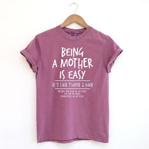 Simply Sage Market Women's Being A Mother Is Easy Short Sleeve Garment Dyed Graphic Tee - 1 of 3
