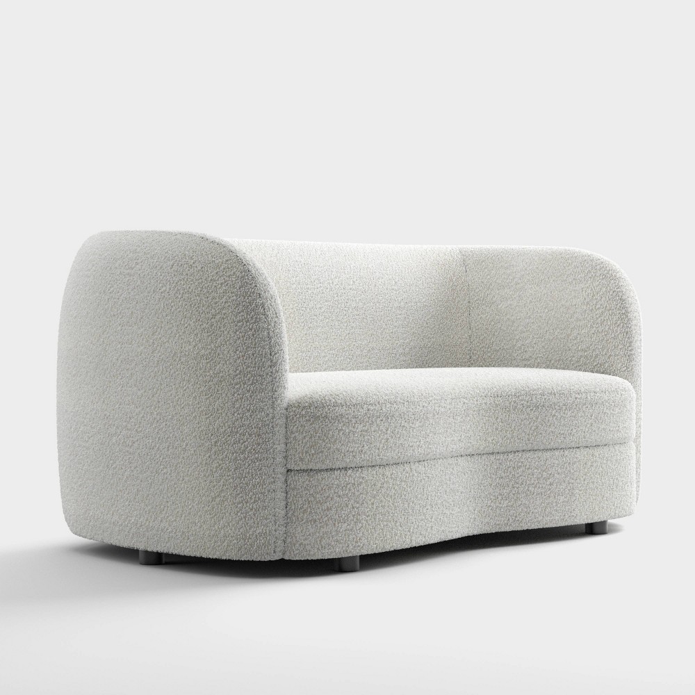 Photos - Sofa HOMES: Inside + Out 63.75" Pinehush Boho Curved Boucle Fabric Loveseat with Pocket Coil Cushions Off-White