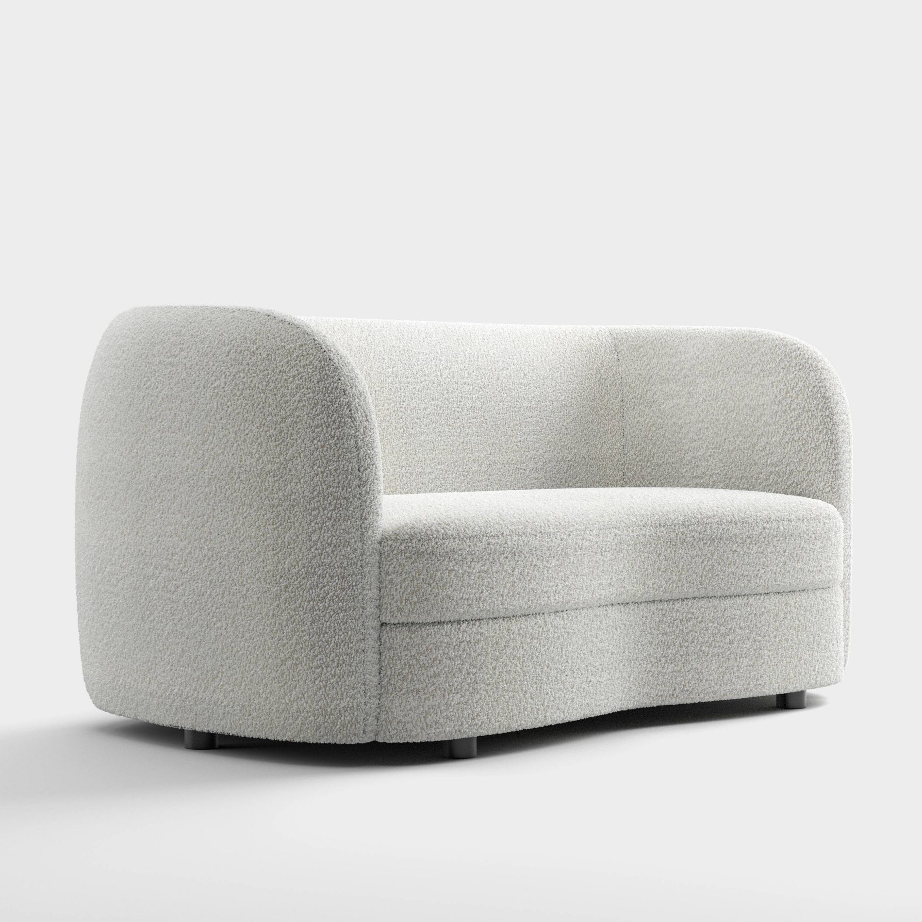 HOMES: Inside + Out 63.75" Pinehush Boho Curved Boucle Fabric Loveseat with Pocket Coil Cushions Off-White