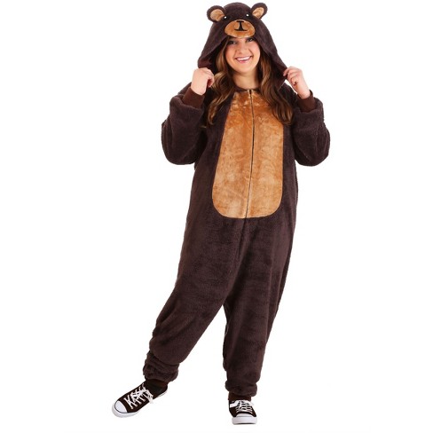 HalloweenCostumes 2X Adult Brown Bear Onesie Plus Size Brown Brown