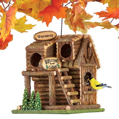 Collections Etc Hanging Northwoods Log Cabin Birdhouse 7 X 7.25 X 8.5