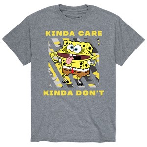 Men's - SpongeBob SquarePants - Kinda Care Kinda Don't Short Sleeve Graphic T-Shirt - 1 of 4