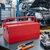 VEVOR Metal Tool Box, 14-inch, 2-Tier 3-Tray Portable Folding Tool Chest Organizer with Handle & Lock Hole, Powder Coated Steel, Red - 2 of 4