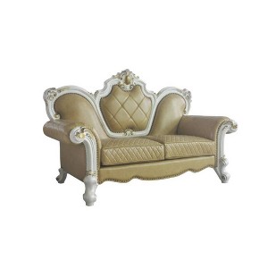 Acme Furniture Picardy Sofa Butterscotch Synthetic Leather/Antique Pearl Finish - 1 of 4
