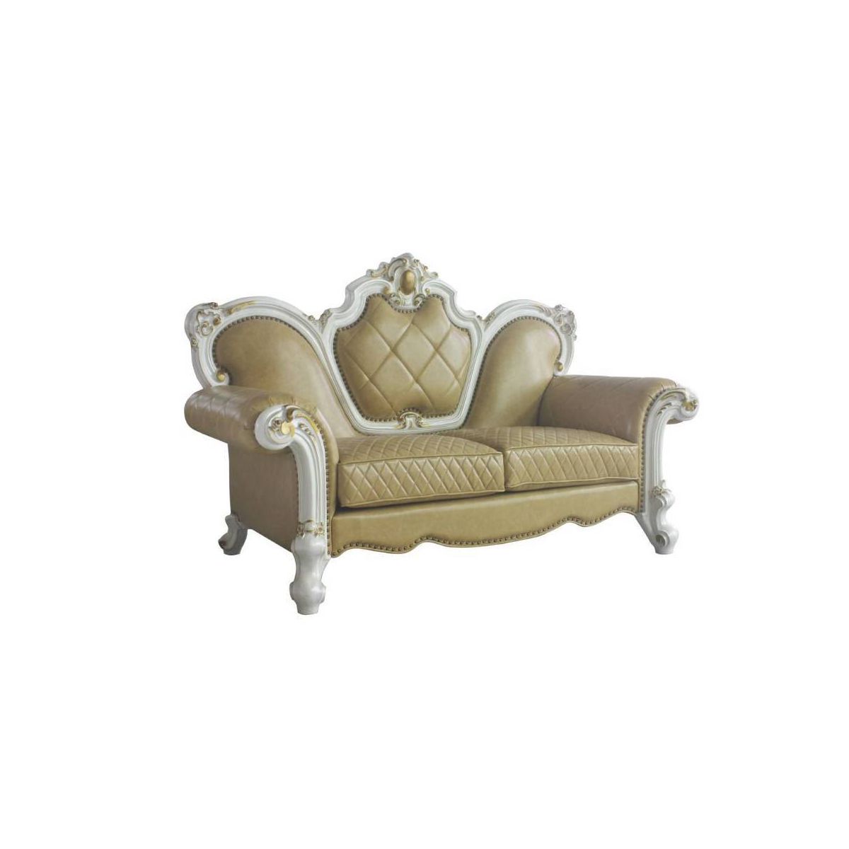 Acme Furniture Picardy Sofa Butterscotch Synthetic Leather/Antique Pearl Finish