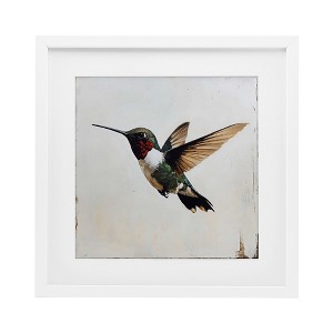 Stupell Industries Hummingbird over Distressed Rustic Framed Print Under Glass Art, White, 16" x 16" - 1 of 4