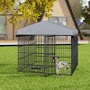 LAOTIES Large Outdoor Dog Kennel,Heavy-Duty Metal Enclosure with Roof,Waterproof Cover,Bowl Rack And 2 Stainless Steel Bowls (6.6' x 6.6' x 6.4') - 2 of 4