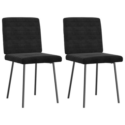 vidaXL Dining Chair Set of 2 Black Velvet (100% polyester), Plywood, Metal