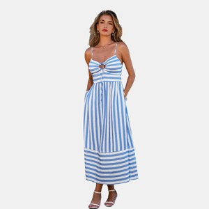 Cupshe Women's Striped Tie-Front Maxi Dress : Target