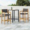 Genesee 2pk Acacia Wood Bar Stools: Woven Wicker, Weather-Resistant - Christopher Knight Home - 2 of 4