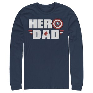 Men's Marvel Hero Dad Captain America Shield Long Sleeve Shirt - 1 of 4