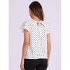 INSPIRE CHIC Women's Polka Dots Puff Sleeve Round Pleated Neck Casual Office Blouse - 3 of 4