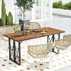 67 Inch Patio Rectangle Acacia Wood Dining Table with Umbrella Hole - 2 of 4