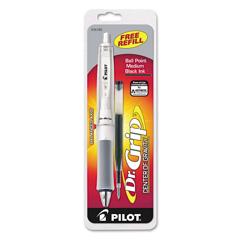 Pilot Dr. Grip Center of Gravity Retractable Ball Point Pen Gray Grip/Black Ink 1mm 36180, 2 of 4
