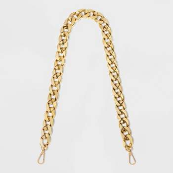 SUPERFINDINGS 2Pcs Plastic Rhinestone Gold Purse Chain Strap 23.8x3.4x0.4cm  Curb Chain Bag Straps with Zinc Alloy Spring Ring Clasps Cross Body Purse