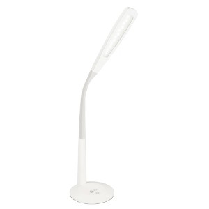14" Desk Gooseneck Desk Lamp White (Includes LED Light Bulb) - OttLite: ETL Listed, Touch Sensor, Modern Style - 1 of 3
