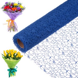 Unique Bargains Jacquard Net Mesh Flower Gift Wrapping Paper 180"x19.7" 1 Pc - 1 of 4