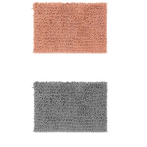 Unique Bargains Plain Chenille Non-Slip Washable Soft Home Decor Bathroom Mats 2 Pcs - 1 of 4