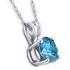 Pompeii3 1 Ct Blue Diamond Solitaire Pendant 14K White Gold Lab Created Necklace - 2 of 4