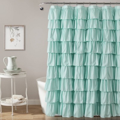 72"x72" Ruffle Shower Curtain Light Turquoise - Lush Décor
