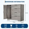43.3'' Small Wardrobe Closet, Wardrobe Cabinet with Door, 4 Drawers and Handing Rod, Wooden Clothes Cabinet 4 Drawer Dresser - 2 of 4