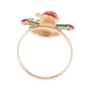 Unique Bargains Napkin Rings Stainless Steel Red Green Gold Tone 1 Pc - 1 of 3