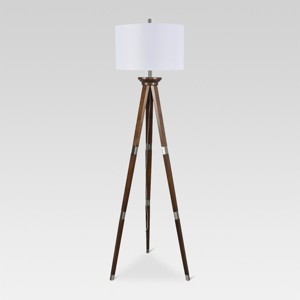 Wood Tripod Floor Lamp Nickel Includes Energy Efficient Light Bulb - Threshold , Size: Lamp with Energy Efficient Light Bulb