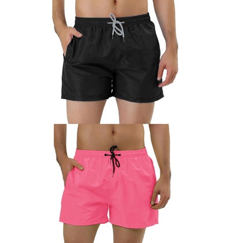 Lars Amadeus Men's Solid Color Summer Elastic Waist Swimming Beach Board Shorts 2 Packs Light Blue/Royal Blue 32