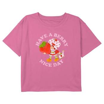Girl's Strawberry Shortcake Distressed Have a Berry Nice Day Crop Top T-Shirt
