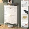 Brafab Shoe Storage Cabinet with 2 Flip Drawers&1 Small Drawer, Slim Entryway Shoe Organizer with Fluted Panel Doors - 3 of 4