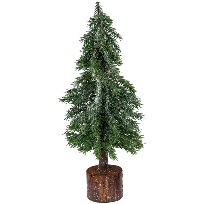 Northlight 1.15 FT Frosted Icy Pine Tree with Jute Base Christmas Tree, Unlit, 1 of 7
