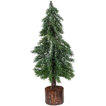 Northlight 14" Frosted Icy Pine Tree with Jute Base Christmas Tree, Unlit