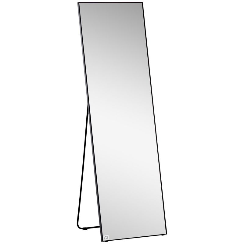HOMCOM Full Length Glass Mirror, Freestanding or Wall Mounted Dress Mirror for Bedroom, Living Room, Bathroom, Black, 1 of 9