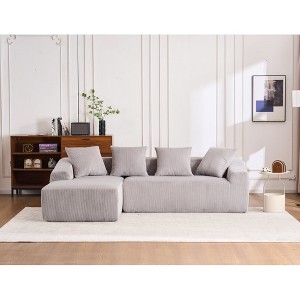 SKRAN 101"  L Shaped Modular Sofa,Combining chaise longue with 3-seater ＆ pillows ,No Installation,Corduroy for Living Room Apartment - 1 of 4