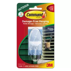 Command All Weather Hooks and Strips Plastic Large 1 Hooks & 2 Strips/Pack 17093CLRAW