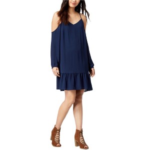maison Jules Womens Cold-Shoulder Peplum A-line Dress - 1 of 1